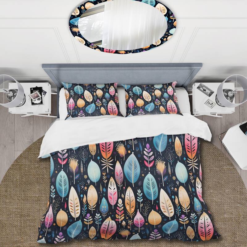 Designart "Tribal Dreamscape Feather Boho Pattern II" Multicolor Floral